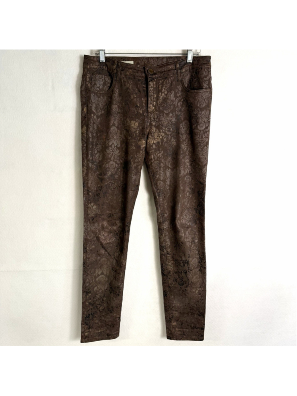 KUT From The Kloth Jeans Womens 10 Skinny Stretch Floral Brocade Boho Art Glam